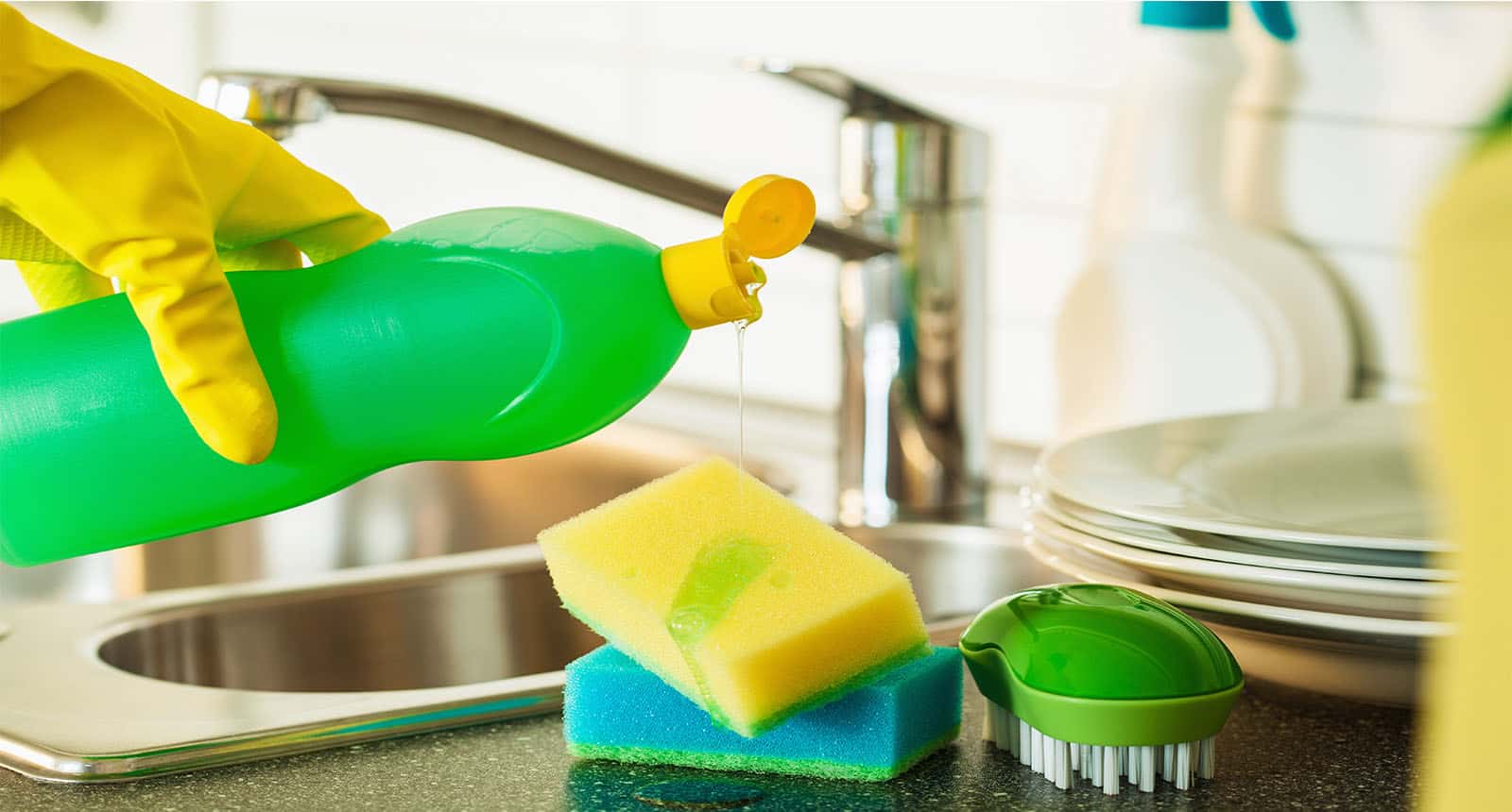 Pouring Dishwashing Liquid