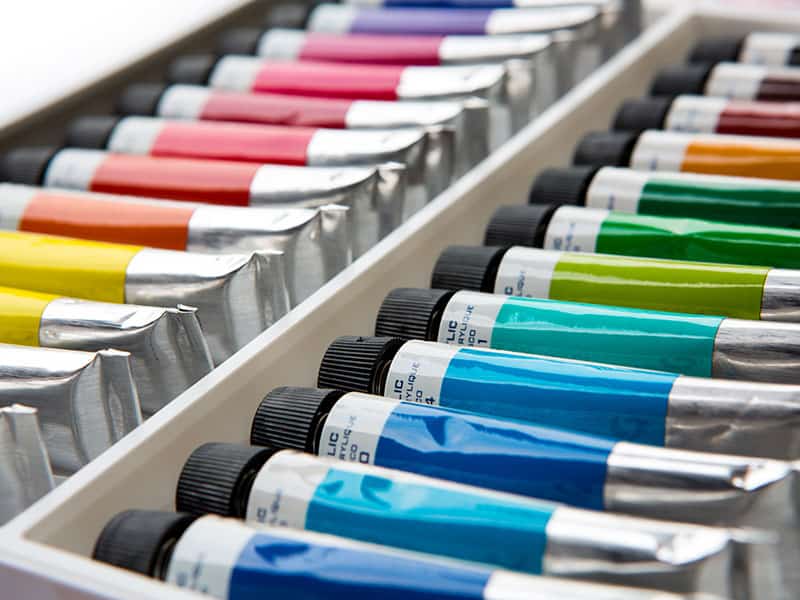 Colorful Acrylic Paints Tubes