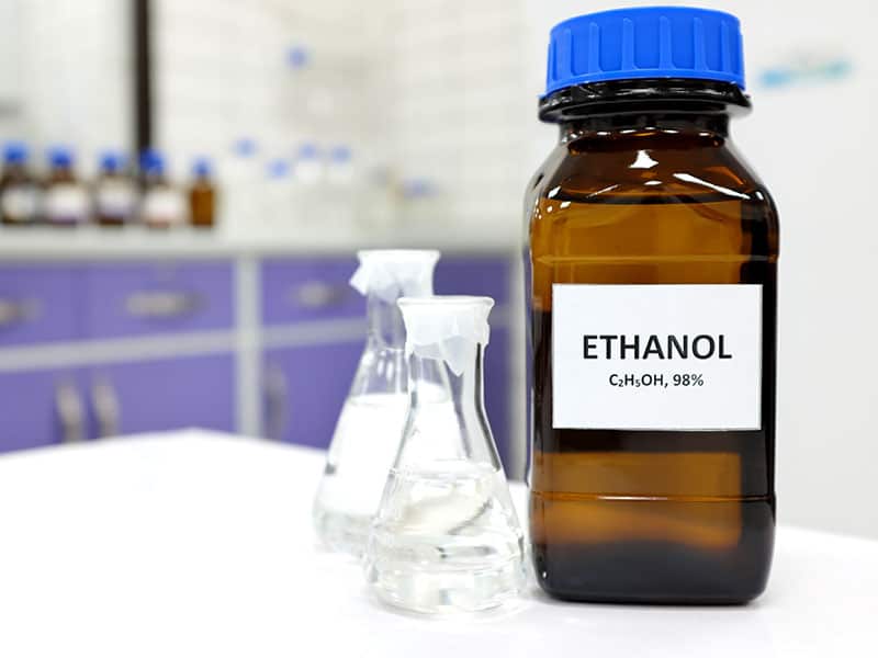 Ethyl Alcohol In Brown Glass Bottle