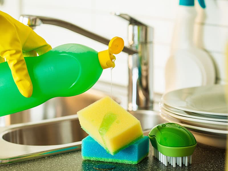 Pouring Dishwashing Liquid