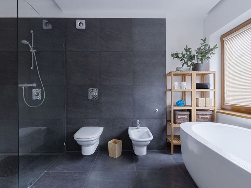 The Bathroom Using Travertine Flooring